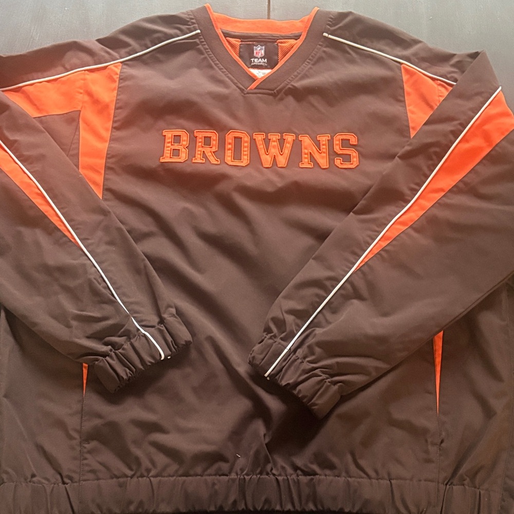 NFL Team Apparel Brown and Orange Pullover Windbreaker Jacket Lg